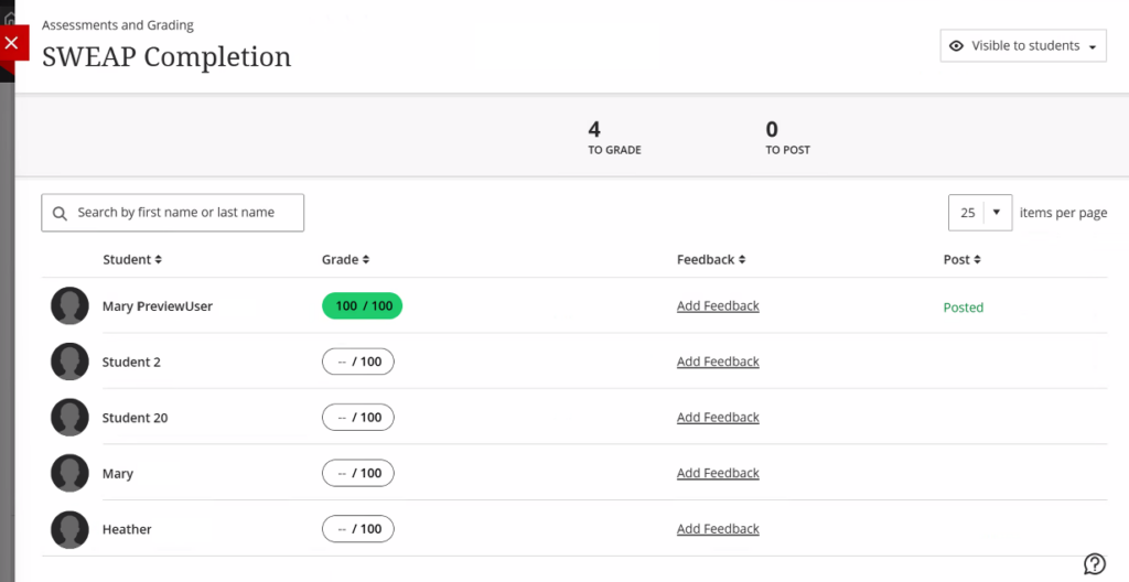 Showing Complete Grade Posting