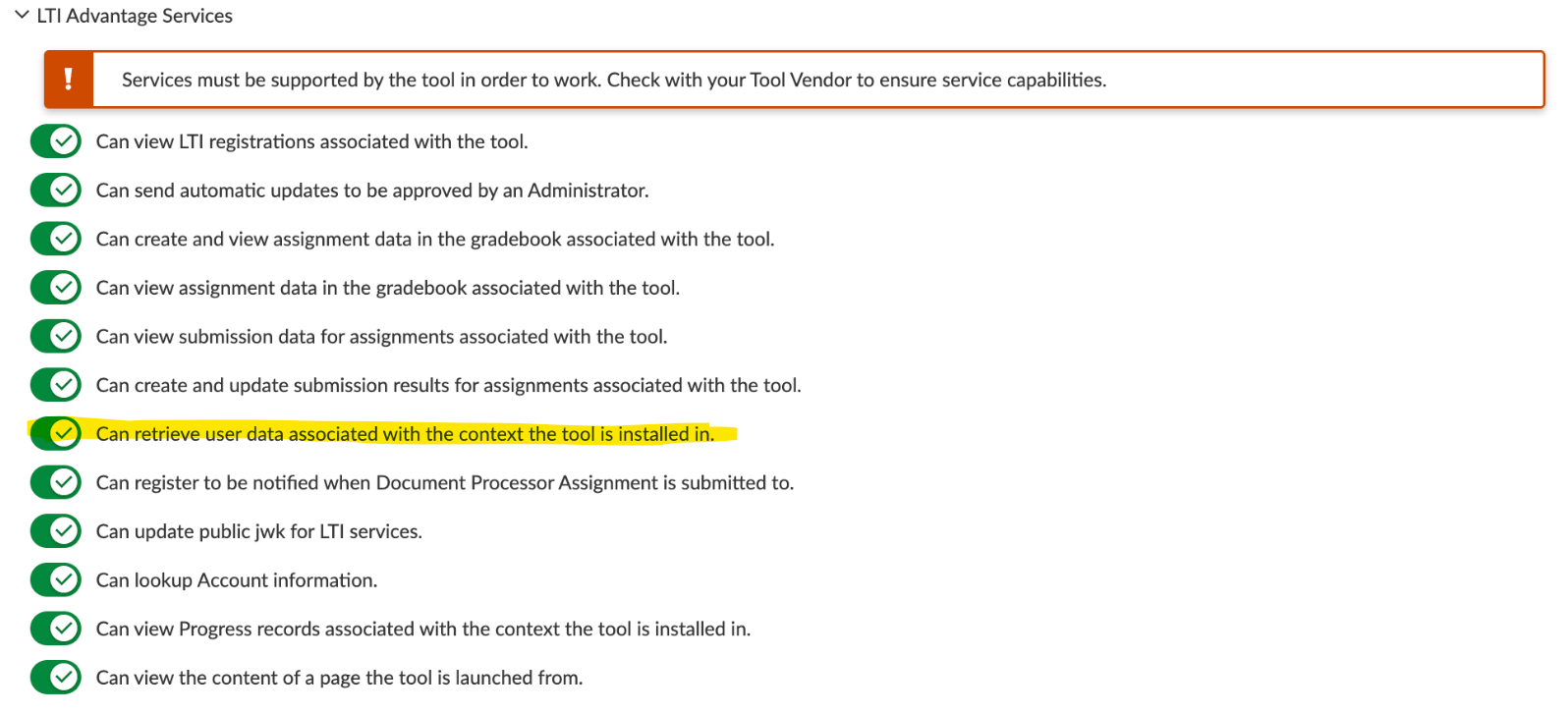 Showing highlight of the sharing user data toggle on advanced settings